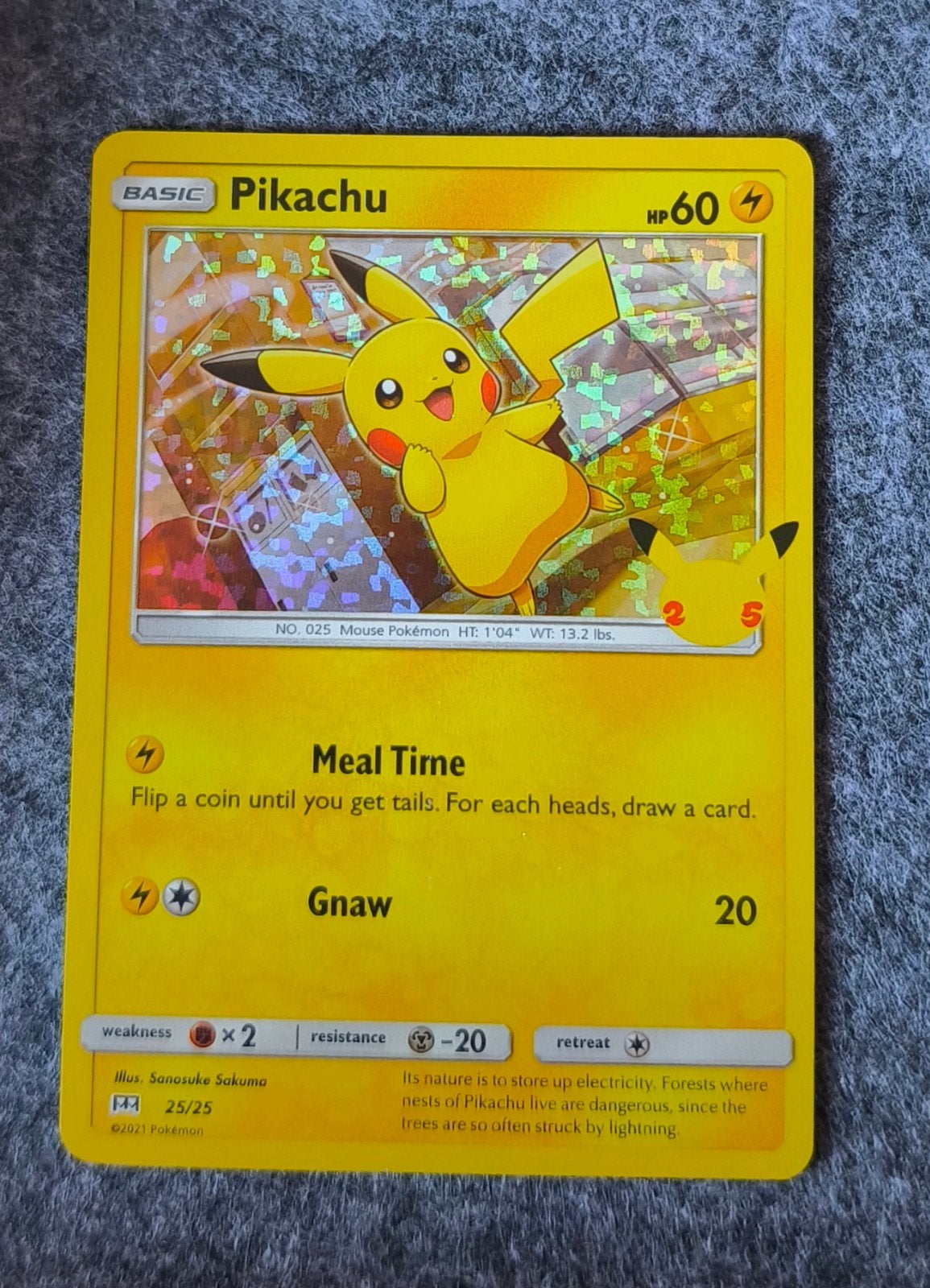 Pikachu Celebrations 25th Anniversary Pokémon Kaart, Ophalen of Verzenden, Zo goed als nieuw, Losse kaart, Foil
