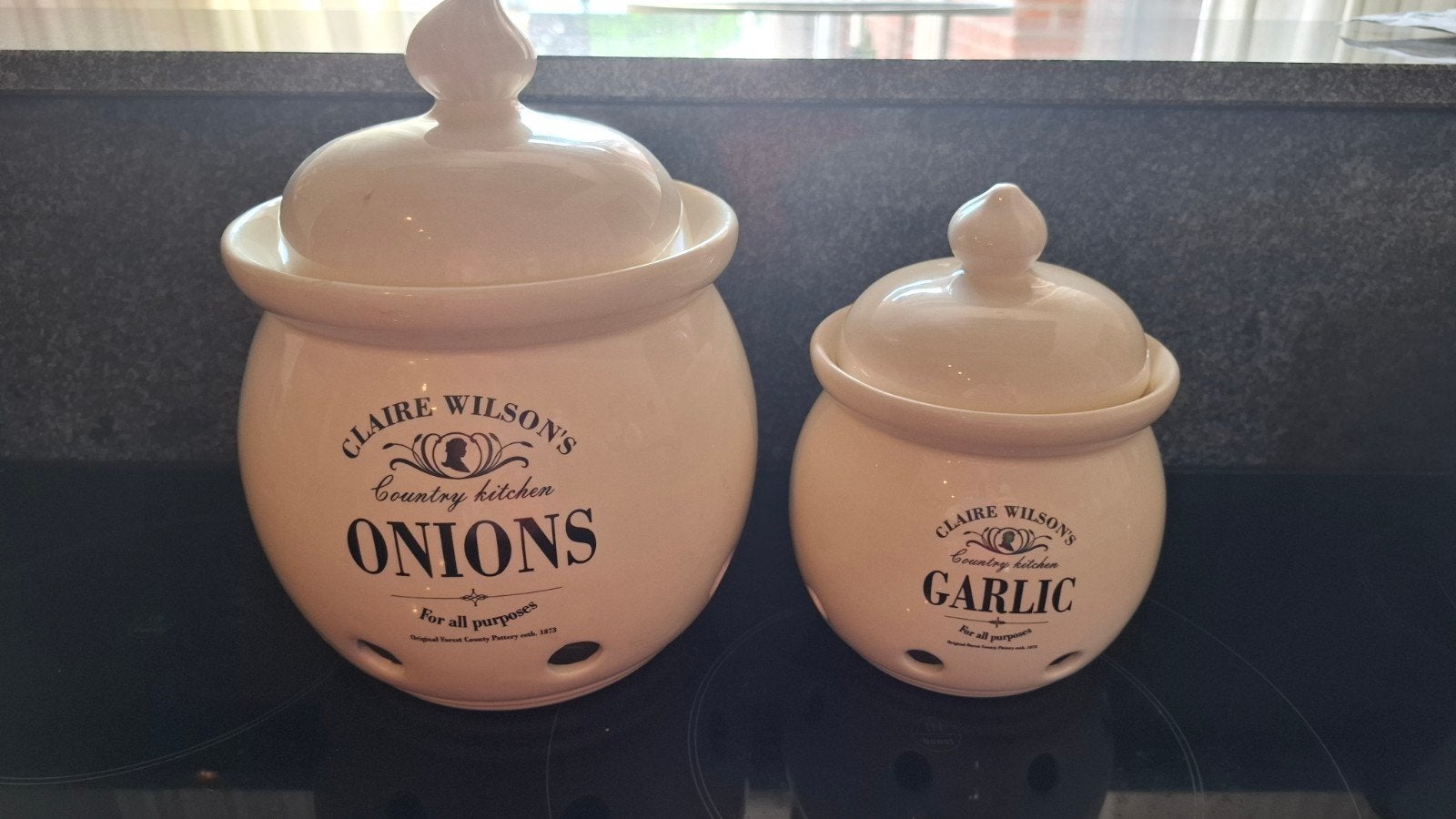 Claire Wilson's Country Kitchen Onions en Garlic, Beige, Ophalen of Verzenden, Zo goed als nieuw, Voorraadpot