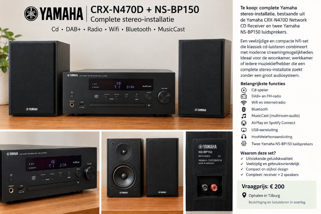 YAMAHA STEREOINSTALLATIE CRX-N470D compleet hifi-systeem