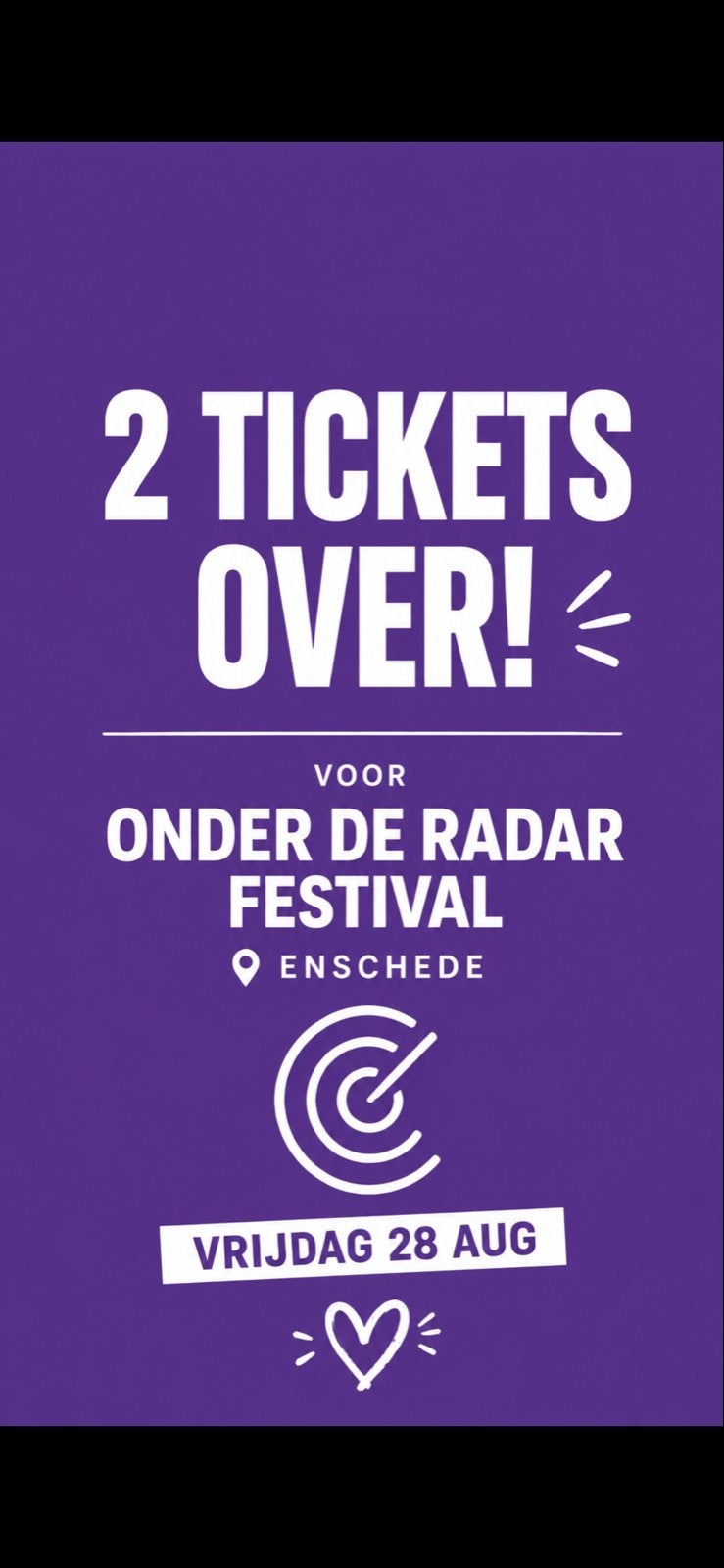 Vrijdag!!!! Onder de radar festival tickets 2x, Twee personen