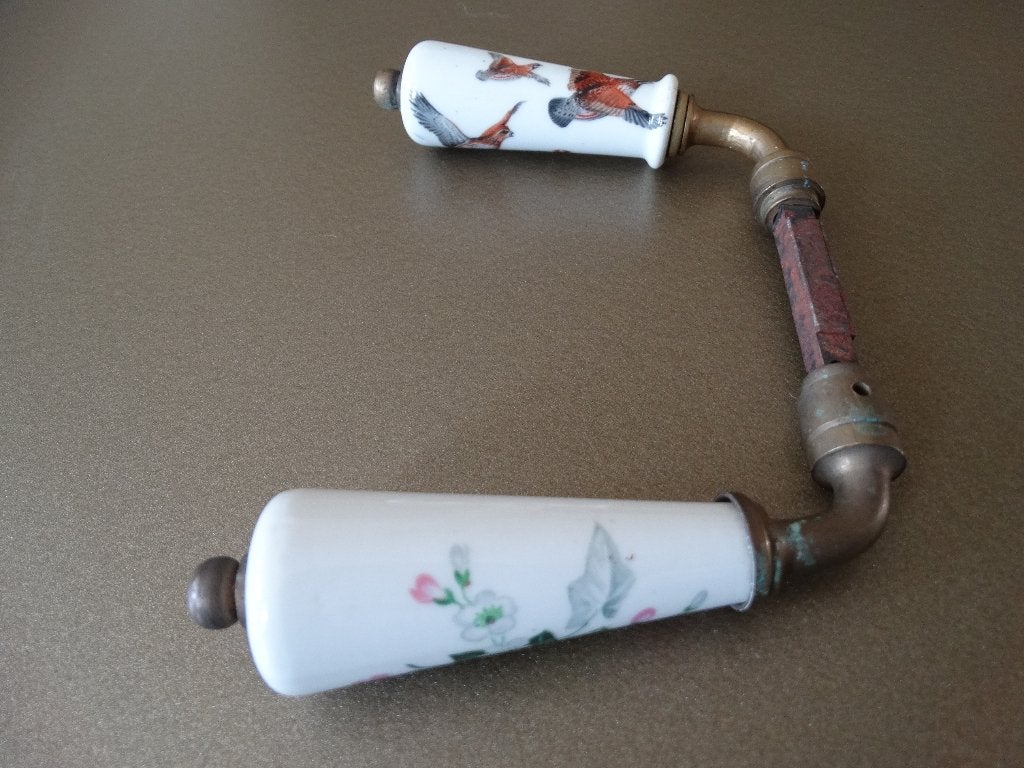 Set antieke porseleinen deurgrepen, 2x greep deur, eenden, Antiek en Kunst, Verzenden