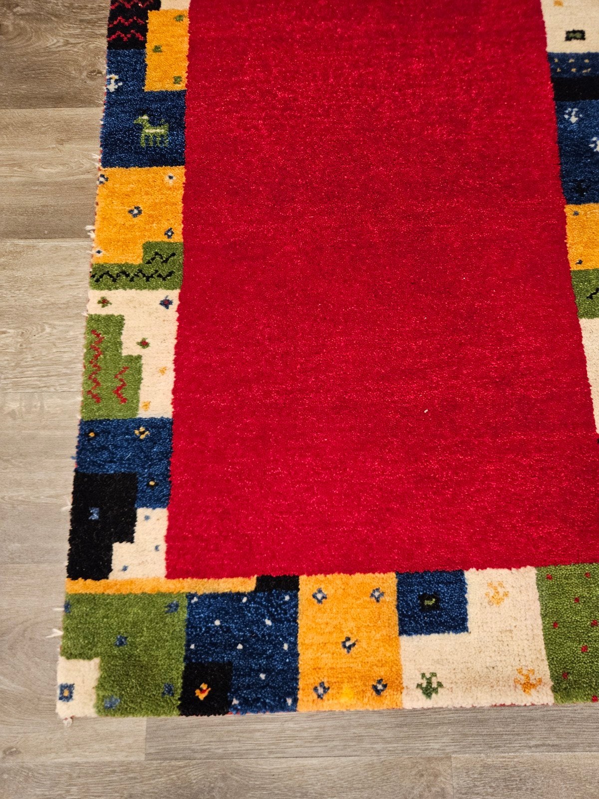 Perzisch Handgeknoopt Gabbeh Tapijt. Mooie dikke kwaliteit, 100 tot 150 cm, Perzisch, Crème, Zo goed als nieuw