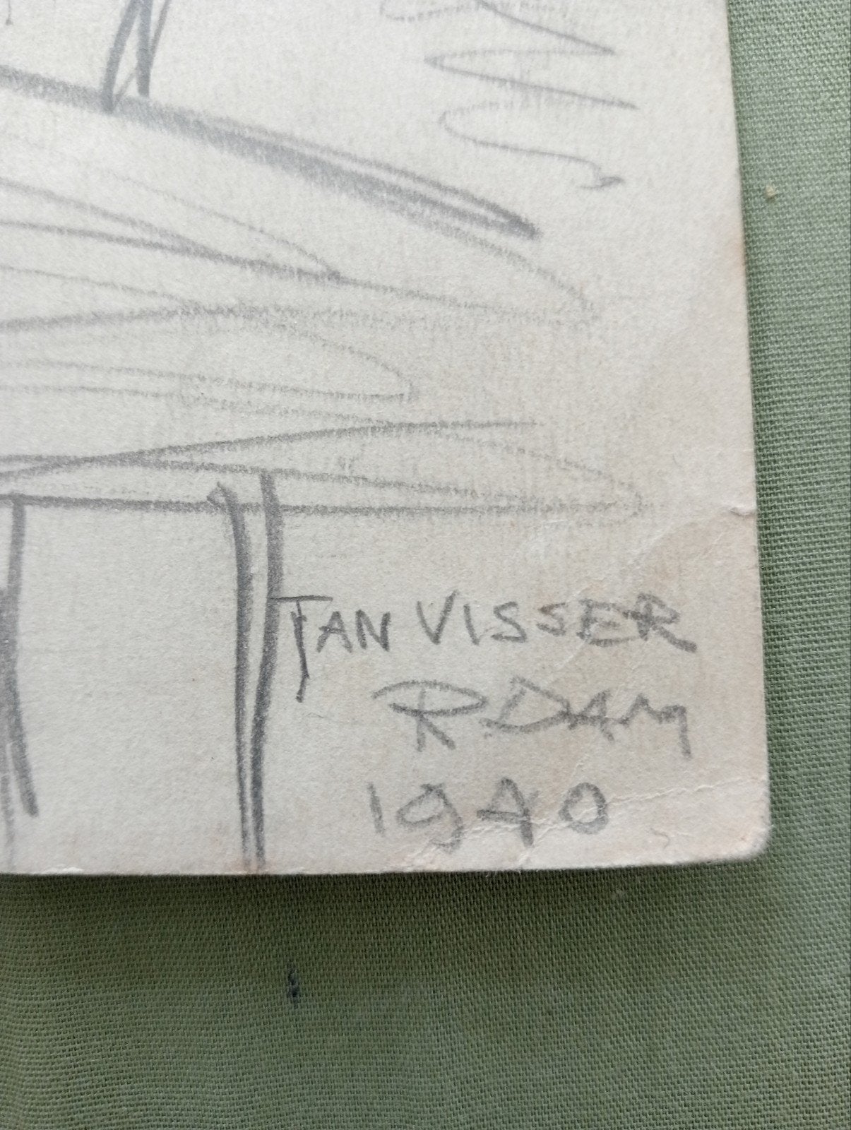 Jan Visser tekening Rotterdam 1940, Antiek en Kunst, Kunst | Tekeningen en Foto's, Ophalen of Verzenden