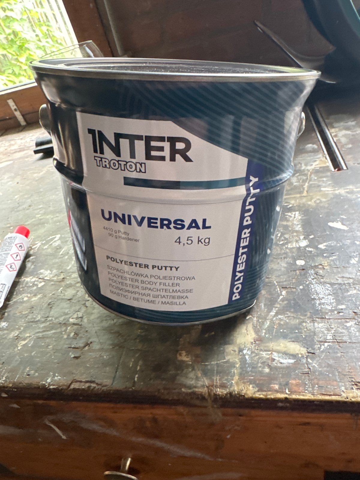 Inter Troton Universele Polyester Plamuur 4,5 kg, Doe-het-zelf en Verbouw, 5 tot 10 liter, Nieuw, Ophalen of Verzenden, Verf