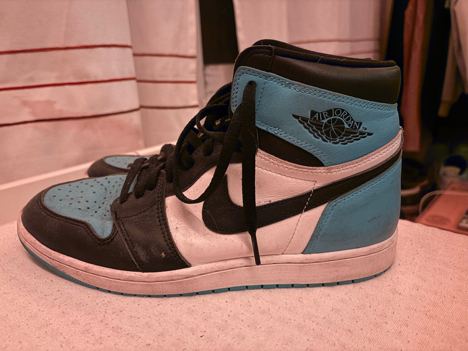 Nike Air Jordan 1 High UNC toe 45, Blauw, Ophalen of Verzenden, Sneakers of Gympen, Gedragen