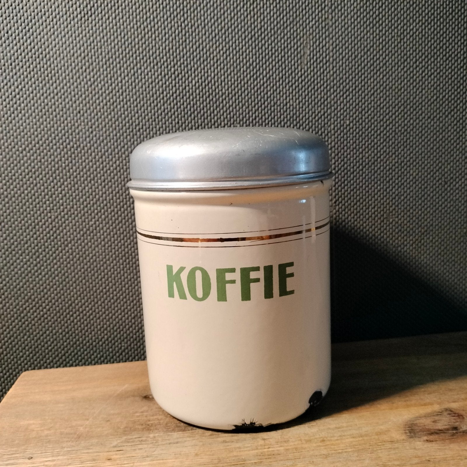 Vintage emaille koffiebus met aluminium deksel, Ophalen of Verzenden