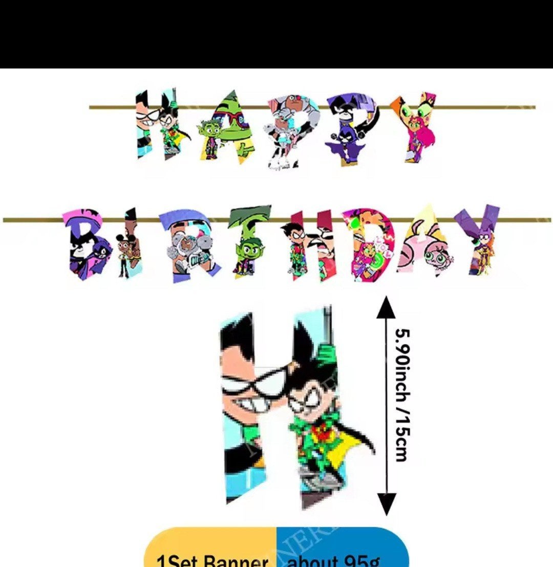 Nieuw Happy Birthday Slinger Teen Titans Go! Feestversiering, Ophalen of Verzenden, Nieuw, Versiering, Verjaardag