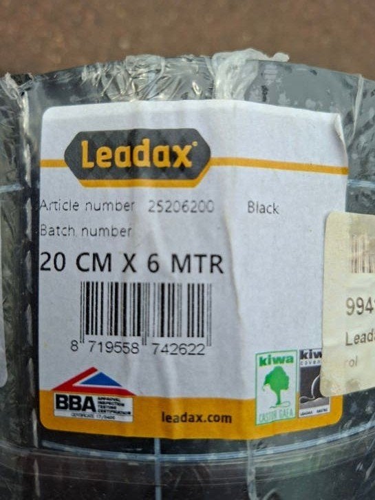 Leadax Flashing Loodvervanger 20cm x 6m Zwart 2 rollen NIEUW, Doe-het-zelf en Verbouw, Dakpannen en Dakbedekking, Overige materialen