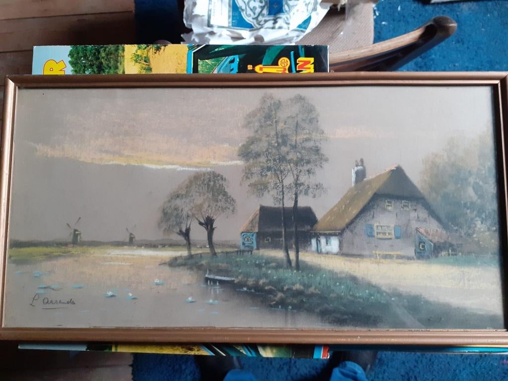 Krijttekening, gesigneerd door L. Aarends. Antiek, Antiek en Kunst, Ophalen