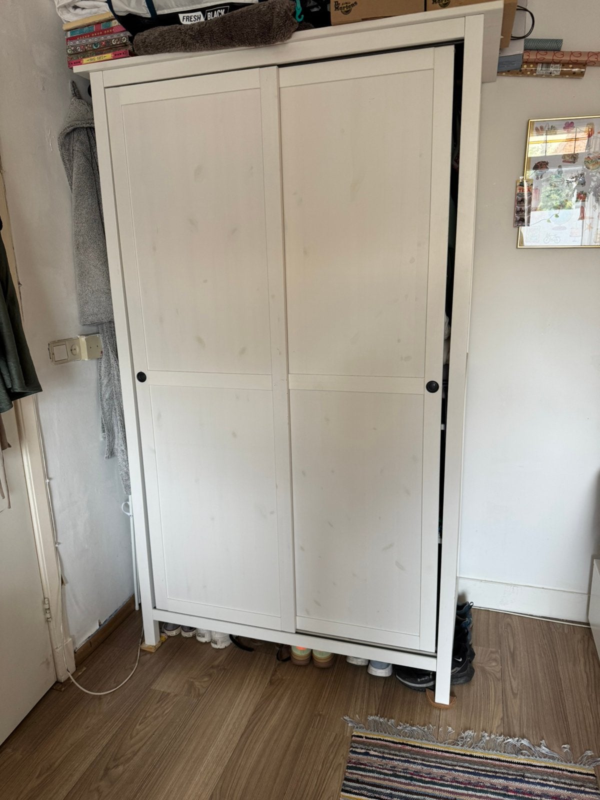 Witte kledingkast met schuifdeuren, ikea, Ophalen, Met deur(en), Gebruikt, 200 cm of meer