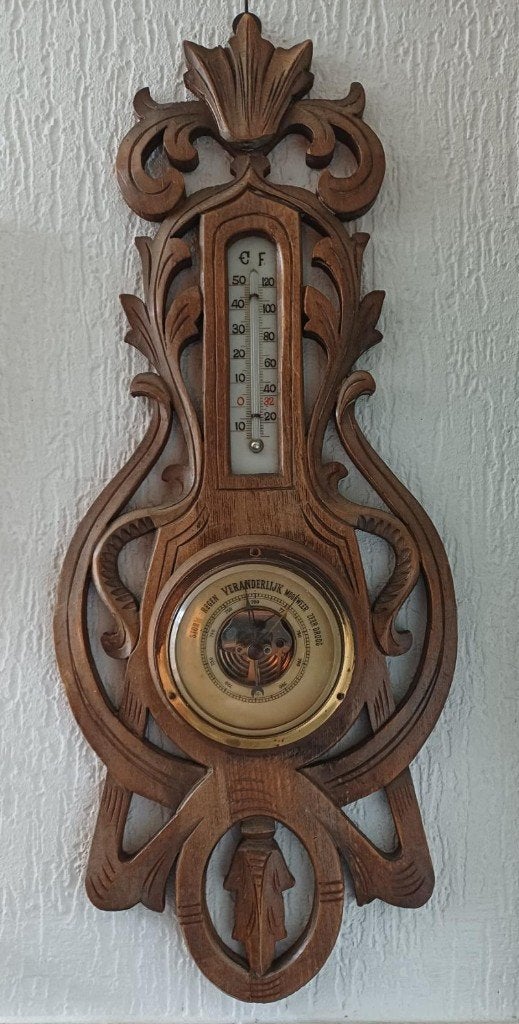 Hollandse eikenhouten baro/thermometer, Ophalen of Verzenden
