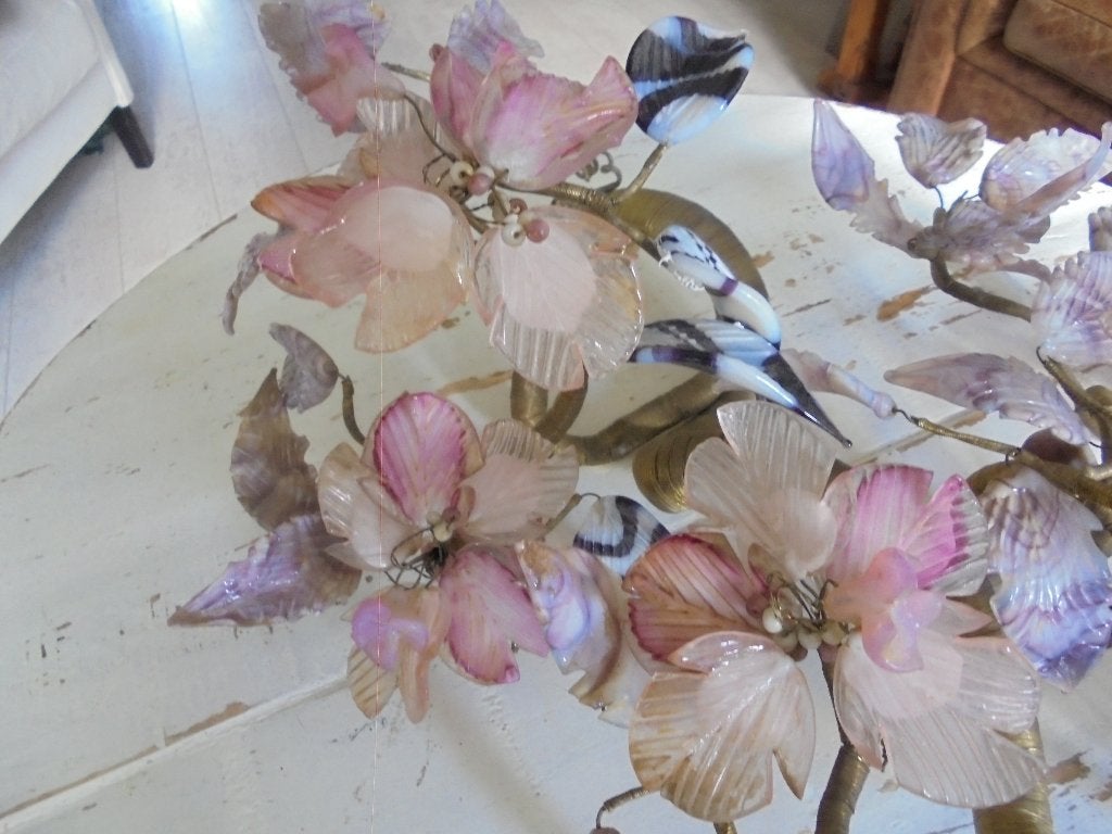 Grote Murano glazen bloemtak met bloemen en bladeren., Ophalen of Verzenden