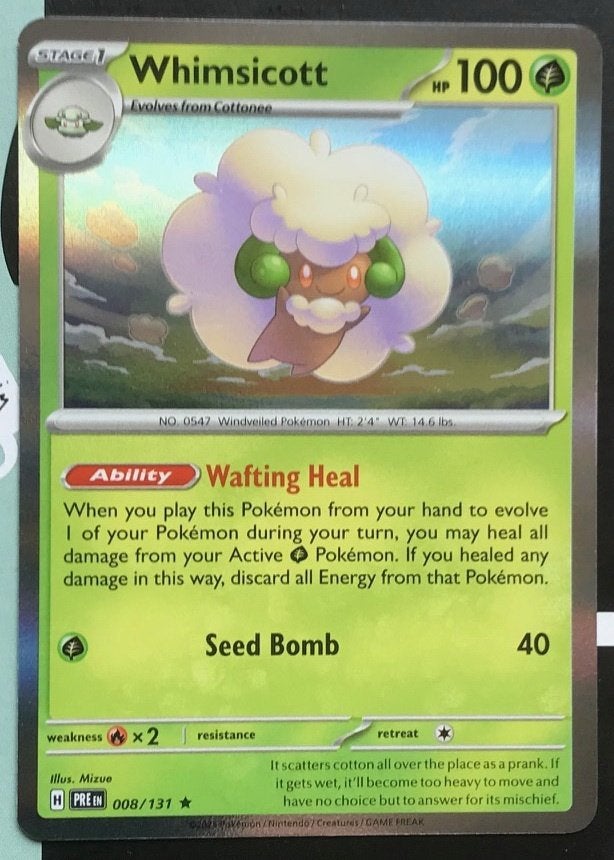 Pokemon - Whimsicott (PRE 008) - Holo rare.., Ophalen of Verzenden, Nieuw, Losse kaart, Foil