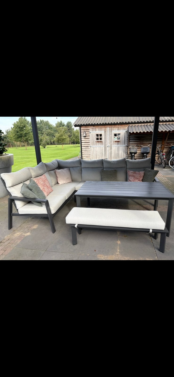 Loungebank tuinset, Ophalen, Gebruikt, Aluminium, 8 zitplaatsen