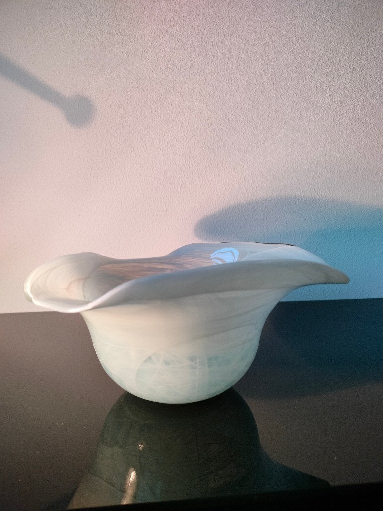 Schaal Glas Schaal Onyx Gemarmerd Fruitschaal 1990, Ophalen of Verzenden