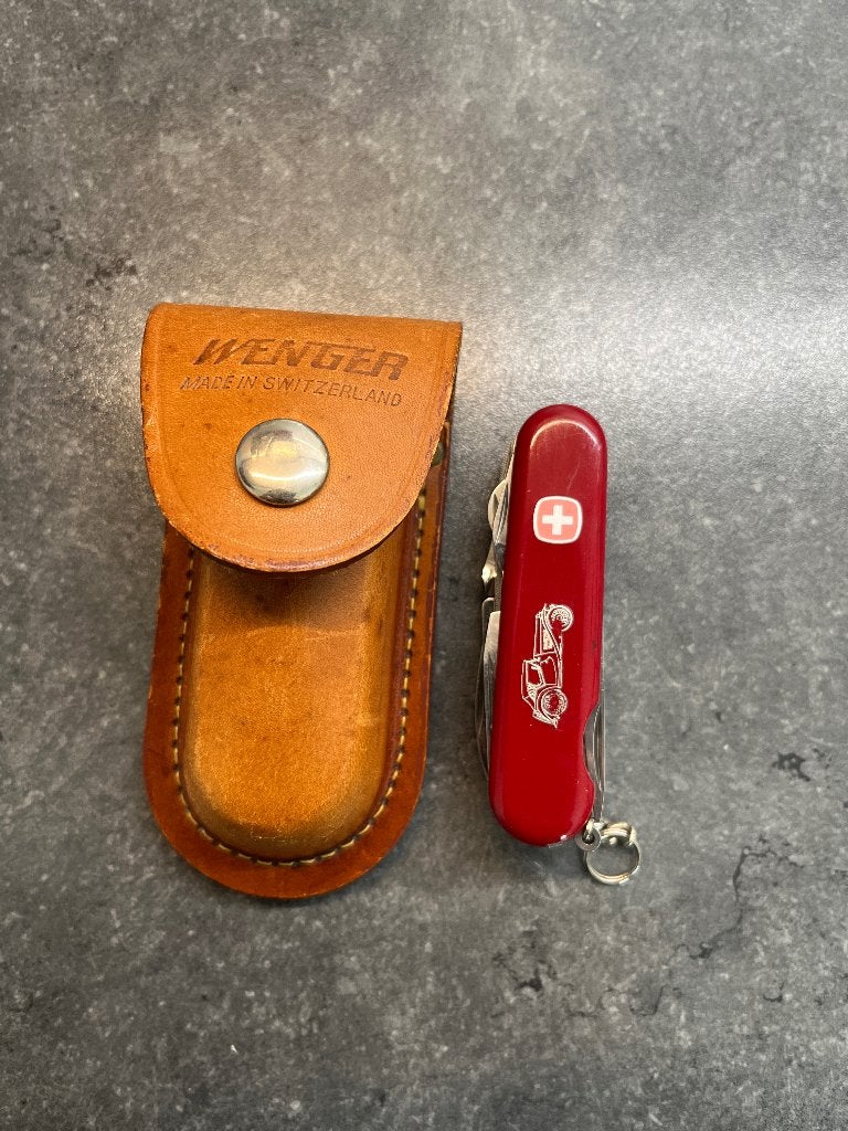 Wenger Motorist 85mm met originele leren hoes, Verzenden