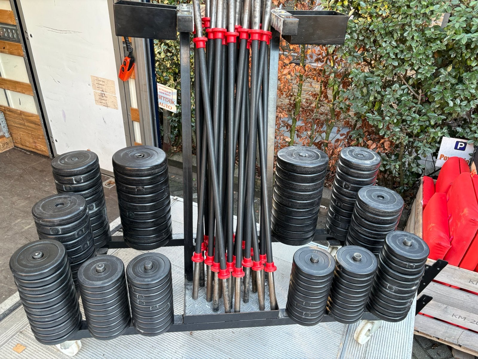 15 x bodypump set stangen en schijven, Sport en Fitness, Fitnessmaterialen, Gebruikt, Ophalen of Verzenden, Met schijven, Halterset
