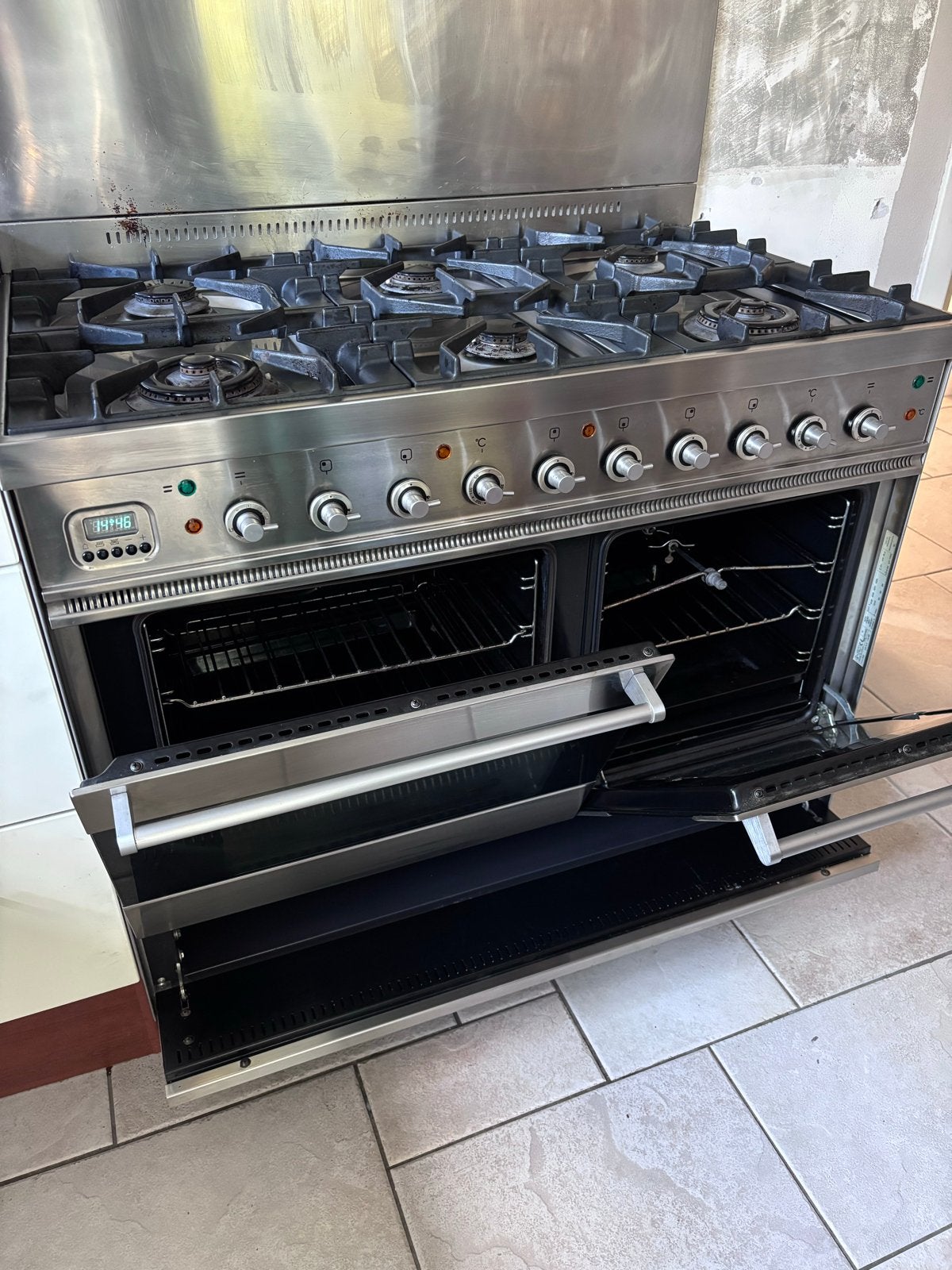 Boretti gasfornuis 100cm met Dubbele Oven en 6 Gasbranders, Ophalen, Gebruikt, 60 cm of meer, Gas
