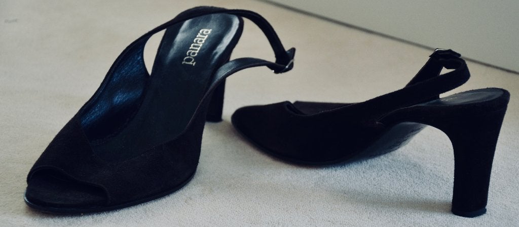 Donkerbruine suède Panara slingback pumps, maat 39 half, Pumps, Verzenden, Zo goed als nieuw, Bruin