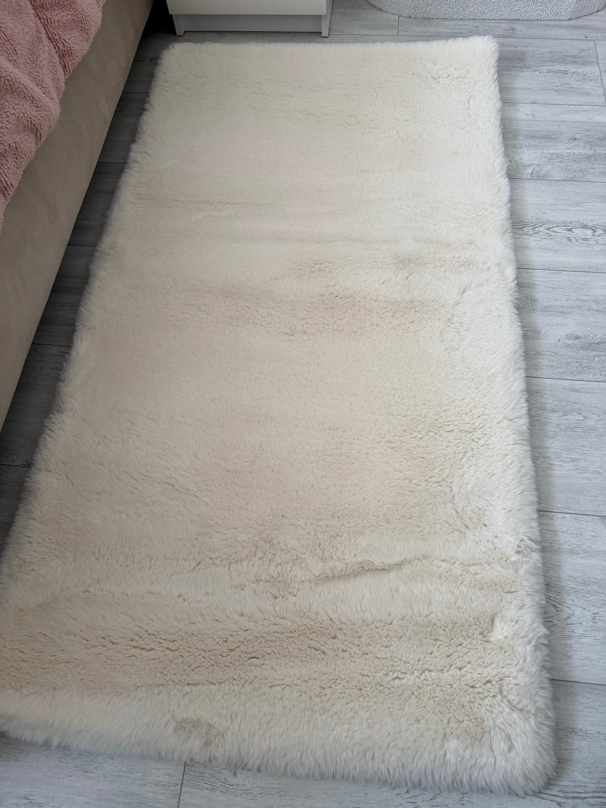 Crèmekleurig vloerkleed met luxe zachte pluche, 100 tot 150 cm, Zo goed als nieuw, Crème, Rechthoekig