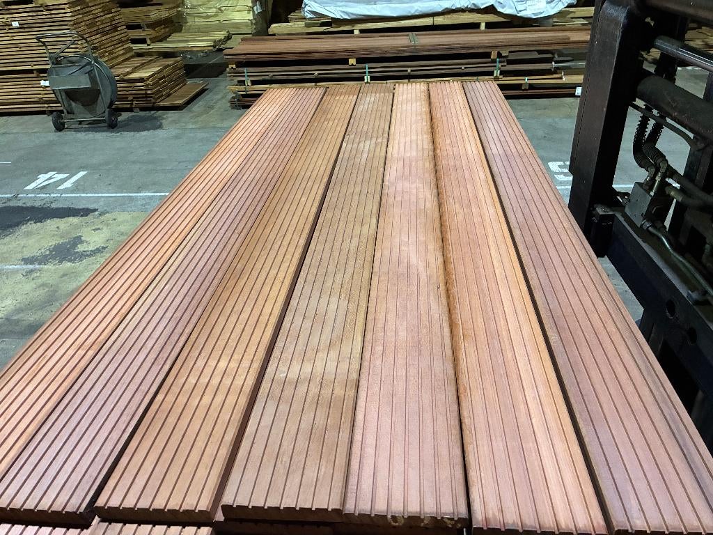 vlonderplanken-terras-planken-Hardhout-Mukulungu-25x143mm, Tuin en Terras, Terrasdelen en Vlonders, Nieuw, Hout, Ophalen