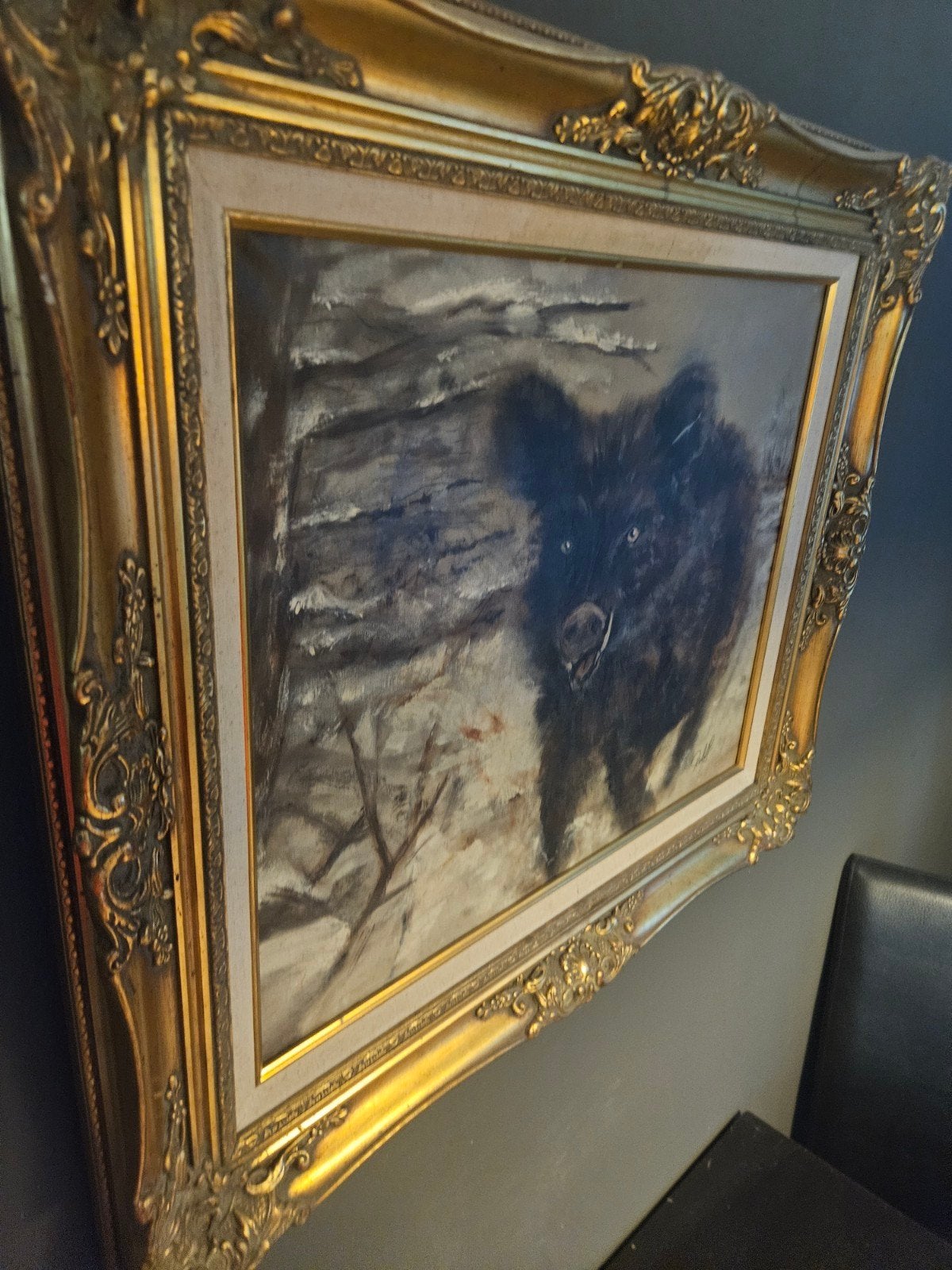 Schilderij Wild Zwijn in Sneeuw - 70x80 cm, Ophalen