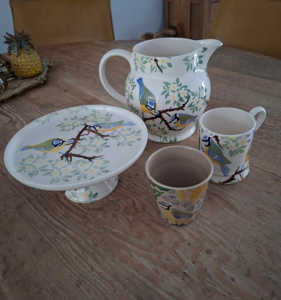 Emma Bridgewater 4 delige set Blossom and Blue Tits, Antiek en Kunst, Ophalen of Verzenden