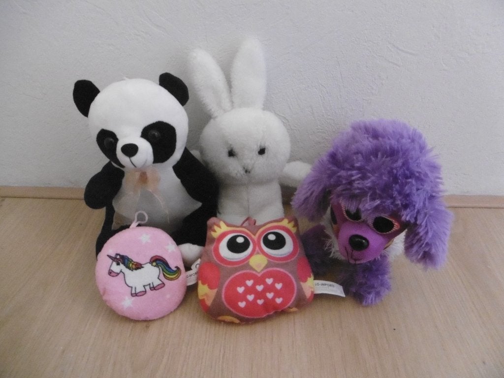 7 knuffels (o.a. pandabeer, 2 beertjes en konijn), Ophalen of Verzenden, Zo goed als nieuw, Overige typen, Wasbaar