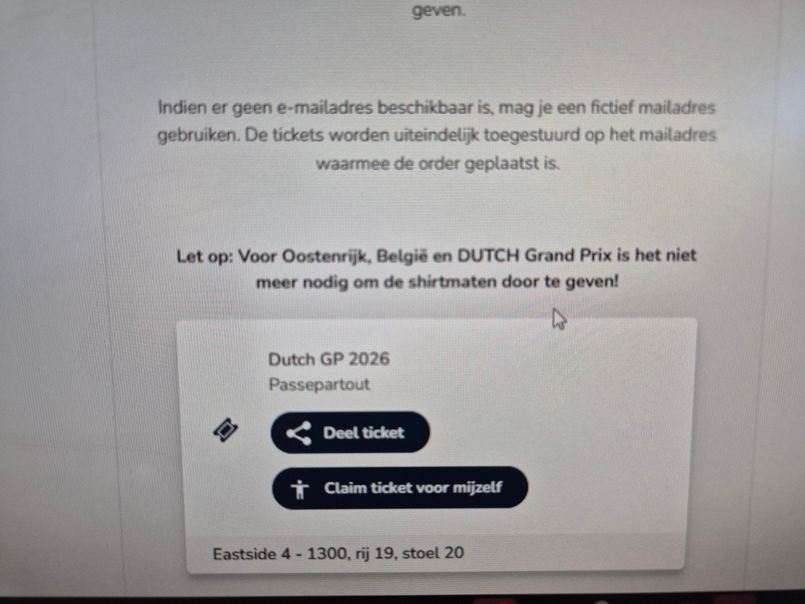 Ticket F1 Zandvoort heel weekend, Tickets en Kaartjes, Eén persoon