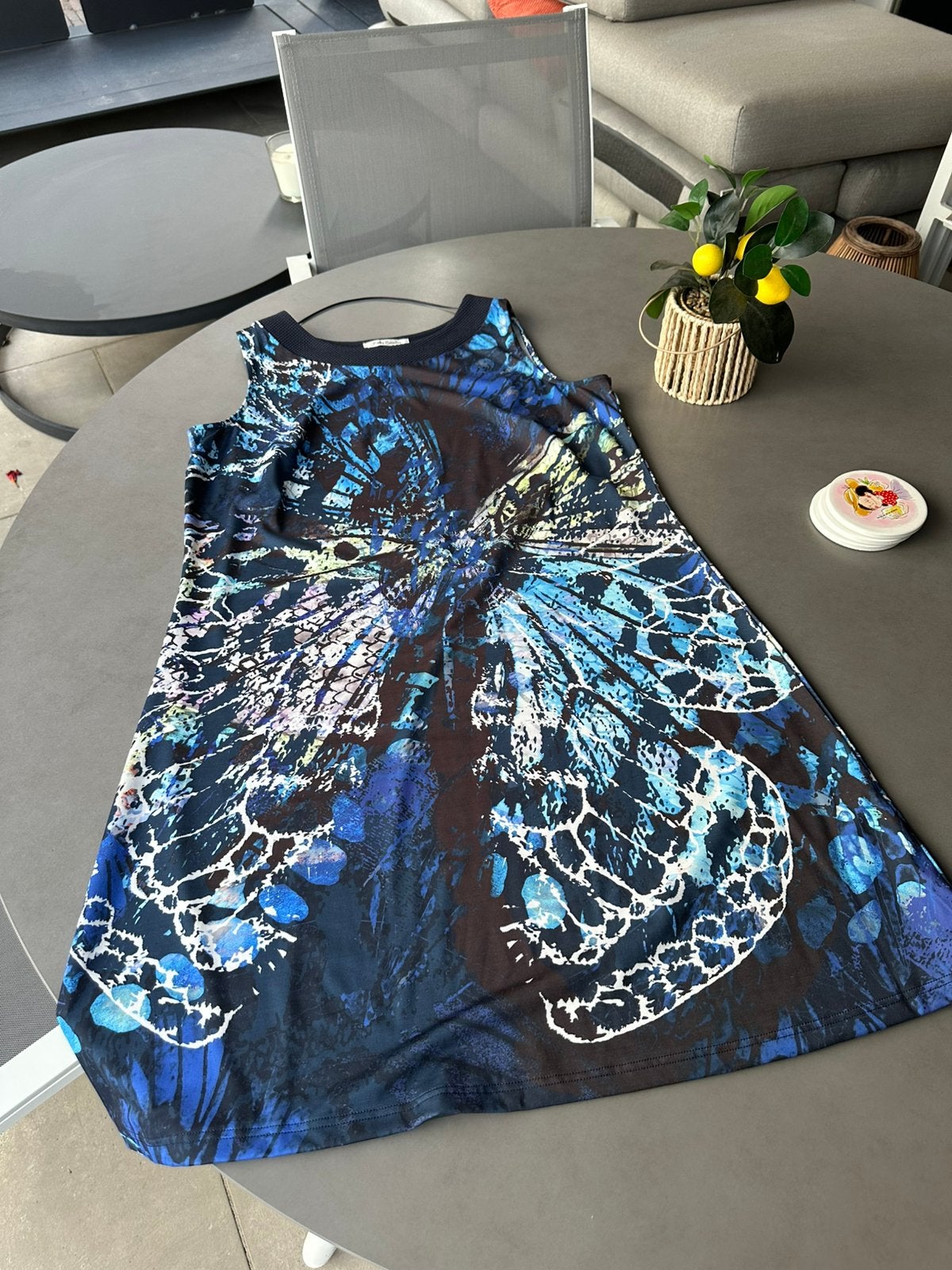 Blauw /wit Betty Barclay jurkje, maat 46, Maat 46/48 (XL) of groter, Betty Barclay, Zo goed als nieuw, Knielengte