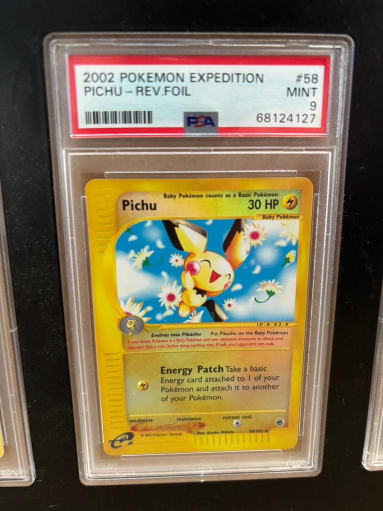 Pichu reverse holo expedition base set PSA 9, Hobby en Vrije tijd, Verzamelkaartspellen | Pokémon, Ophalen of Verzenden, Zo goed als nieuw