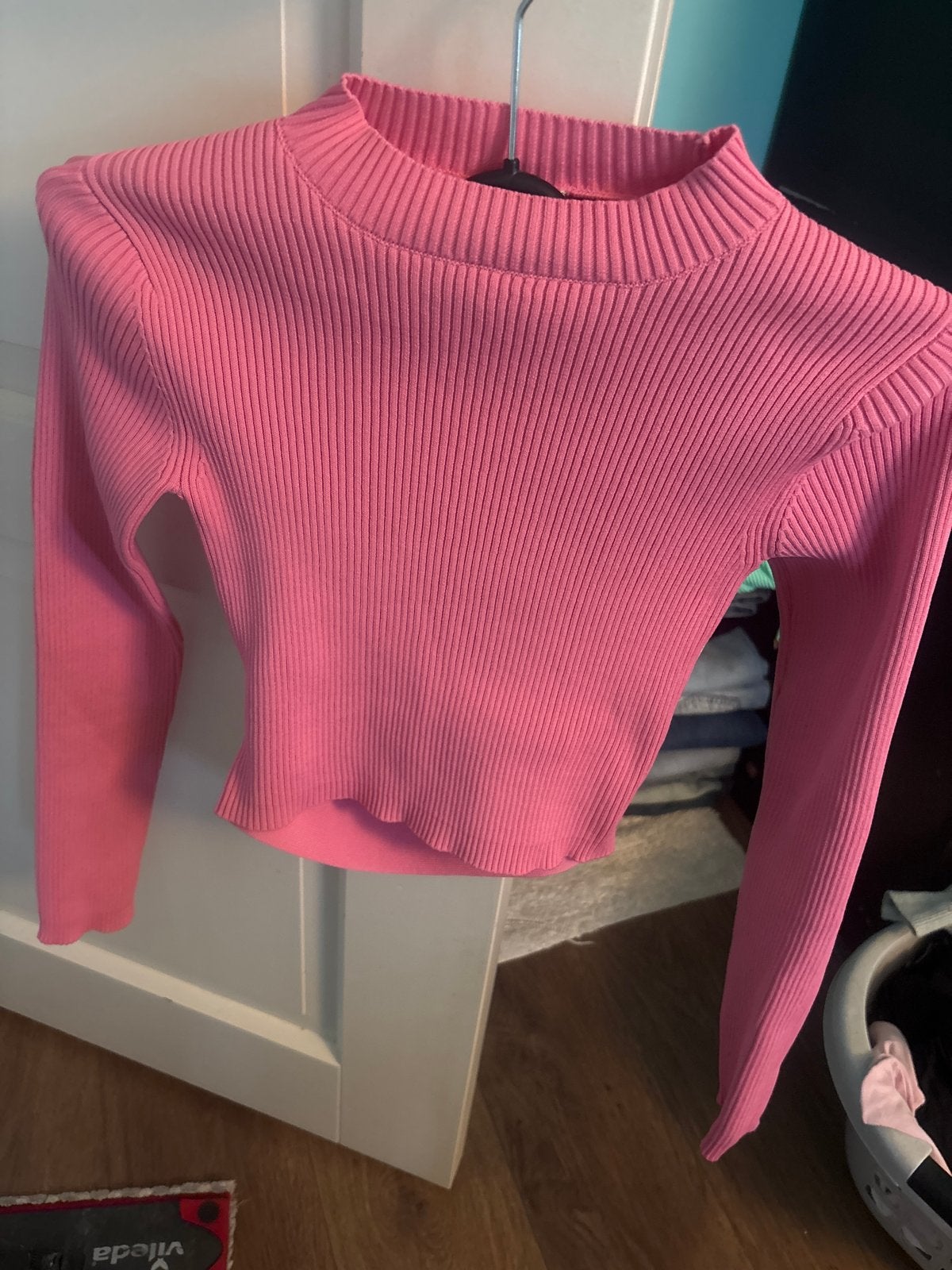 Roze geribbelde crop top met lange mouwen, Kleding | Dames, Tops, Ophalen, Zo goed als nieuw, Lange mouw, Roze