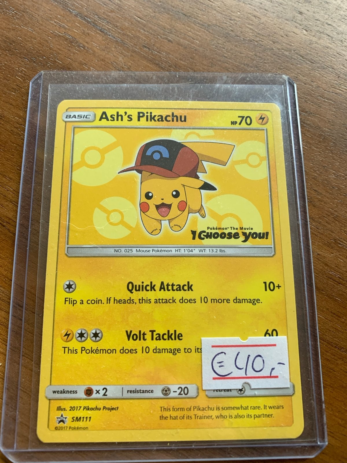 Ash's Pikachu Pokémon Kaart SM111 - The Movie I Choose You!, Ophalen, Zo goed als nieuw, Losse kaart