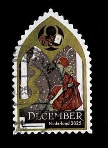 postzegel Efteling Kerstzegel Roodkapje, Ophalen of Verzenden, Na 1940, Gestempeld