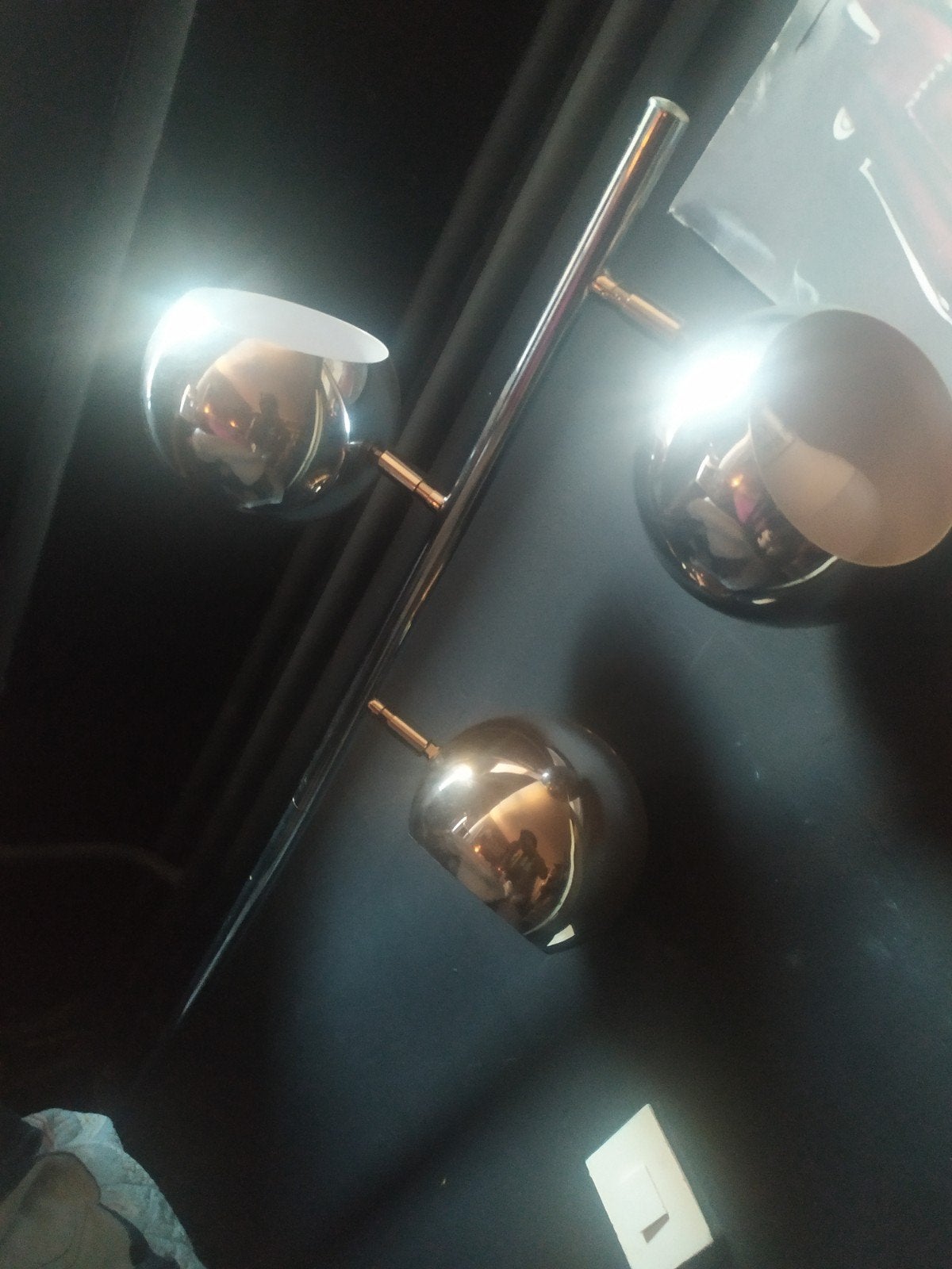 Retro stijl lamp met 3 zilveren bollen, Huis en Inrichting, Lampen | Vloerlampen, Ophalen, Gebruikt, Metaal, Retro