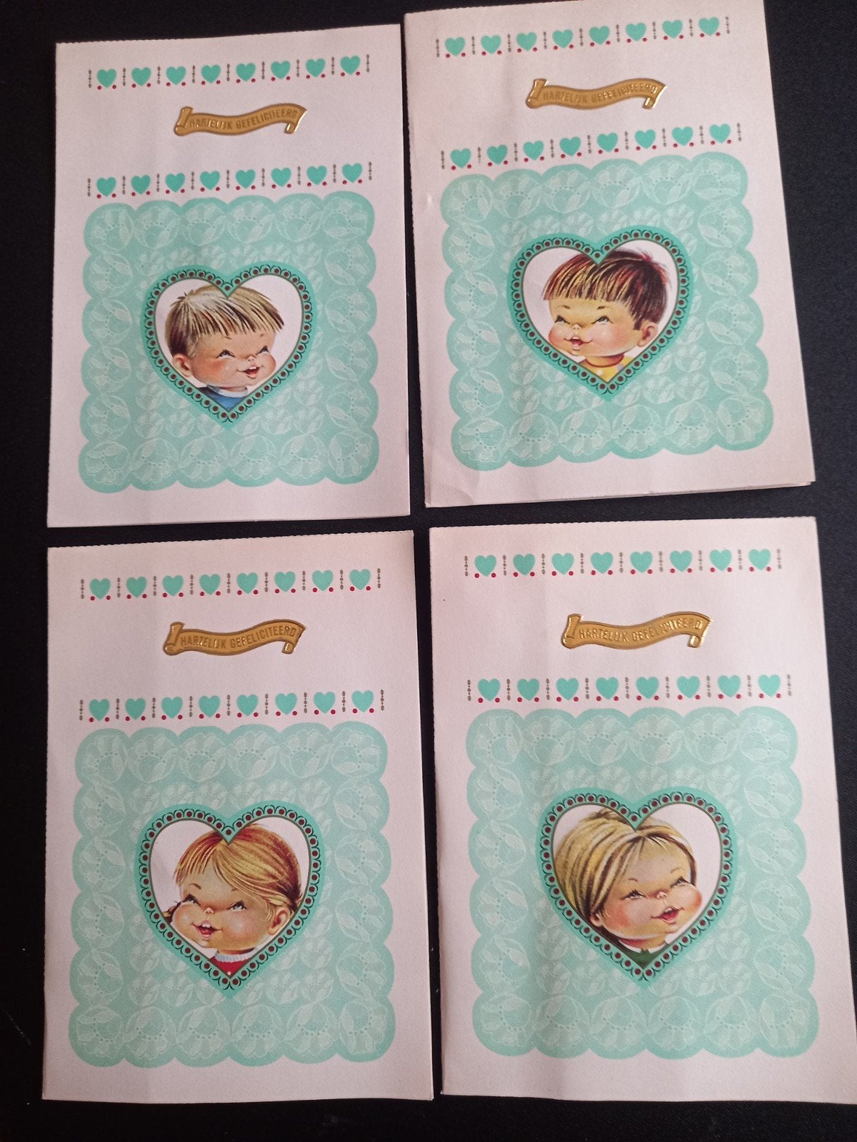 vintage 3D kaarten hartelijk gefeliciteerd kinderen, Ophalen of Verzenden, 1960 tot 1980, Ongelopen, Kinderen