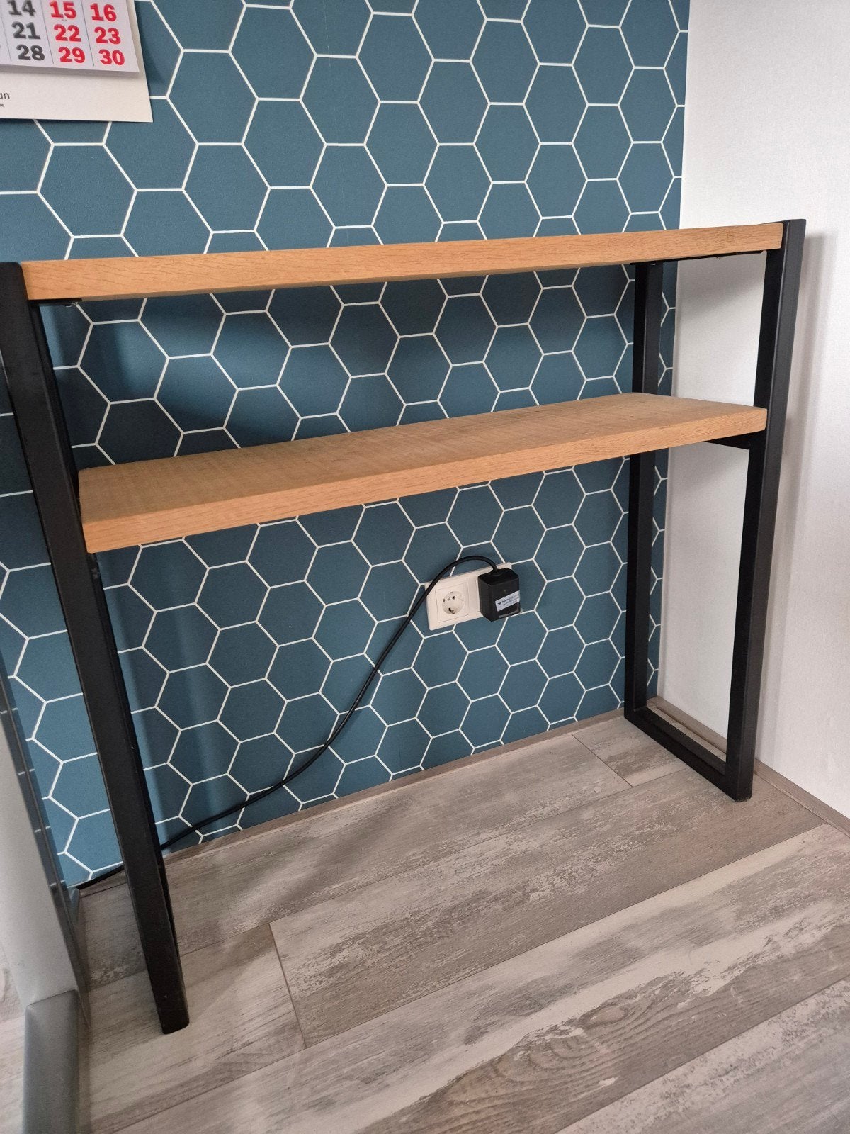 Sidetable  blank eiken met staal, Ophalen, Zo goed als nieuw