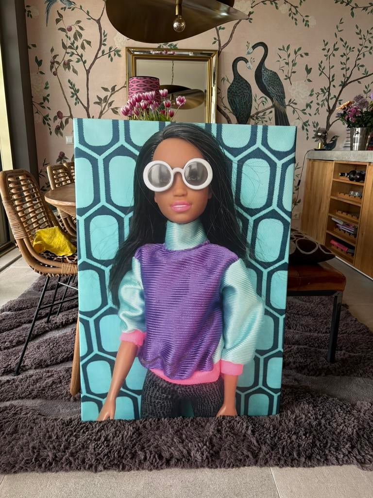 Groot canvas (doek) met Barbie, Ophalen of Verzenden