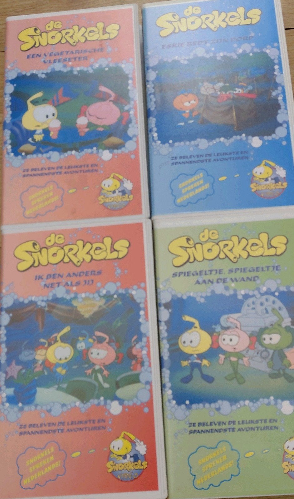 De Snorkels VHS Collectie  4 Tapes EDCO Eindhoven Nederlands, Nederlands ondertiteld, Gebruikt, Alle leeftijden, Kinderfilm