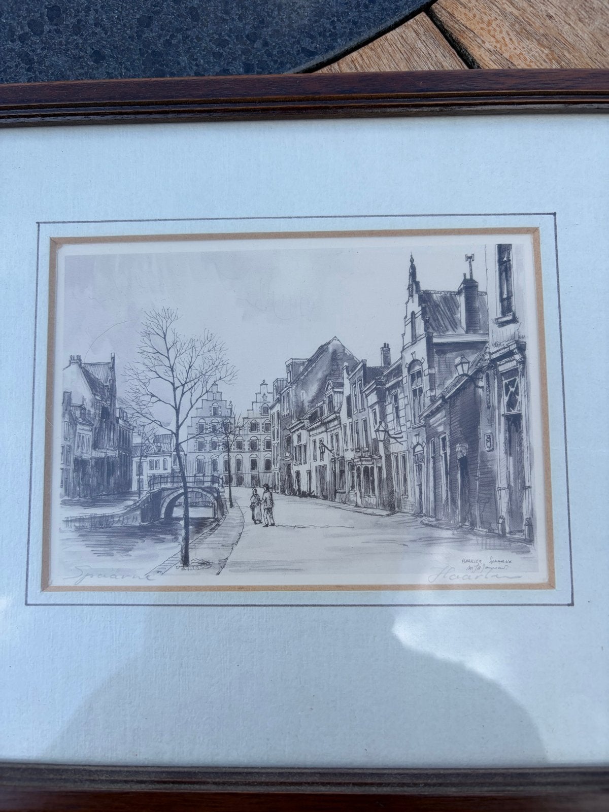 Stadsgezicht met brug en gracht - Gesigneerde ets, Antiek en Kunst, Ophalen, Ets, Stadsgezicht, Gesigneerd