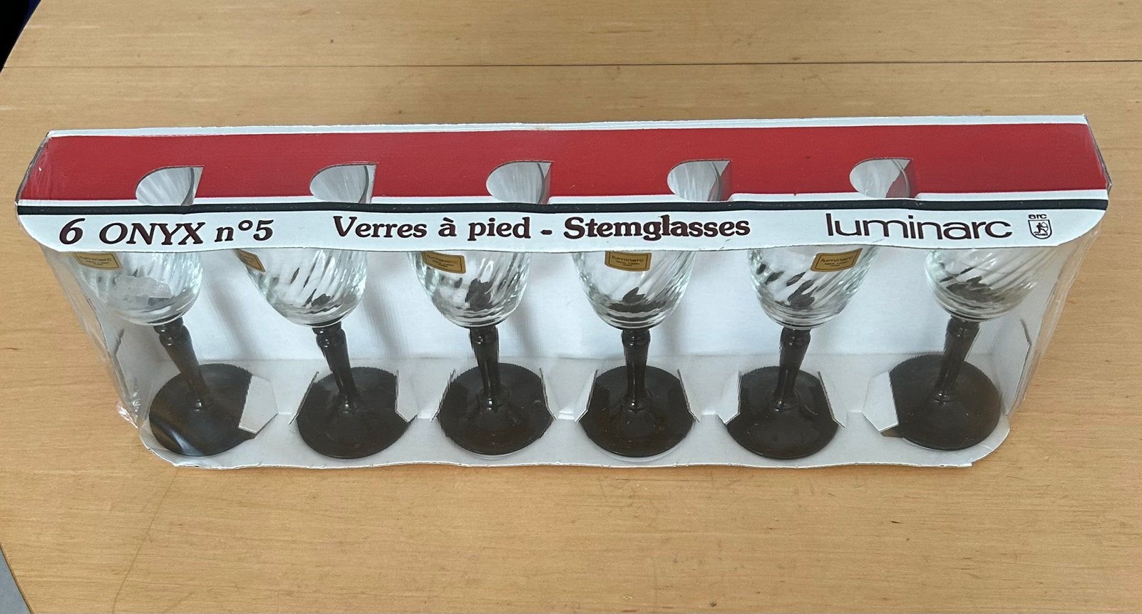 Luminarc onyx swirl glazen nieuw in doos, Verzamelen, Glas en Borrelglaasjes, Ophalen of Verzenden, Zo goed als nieuw, Overige typen