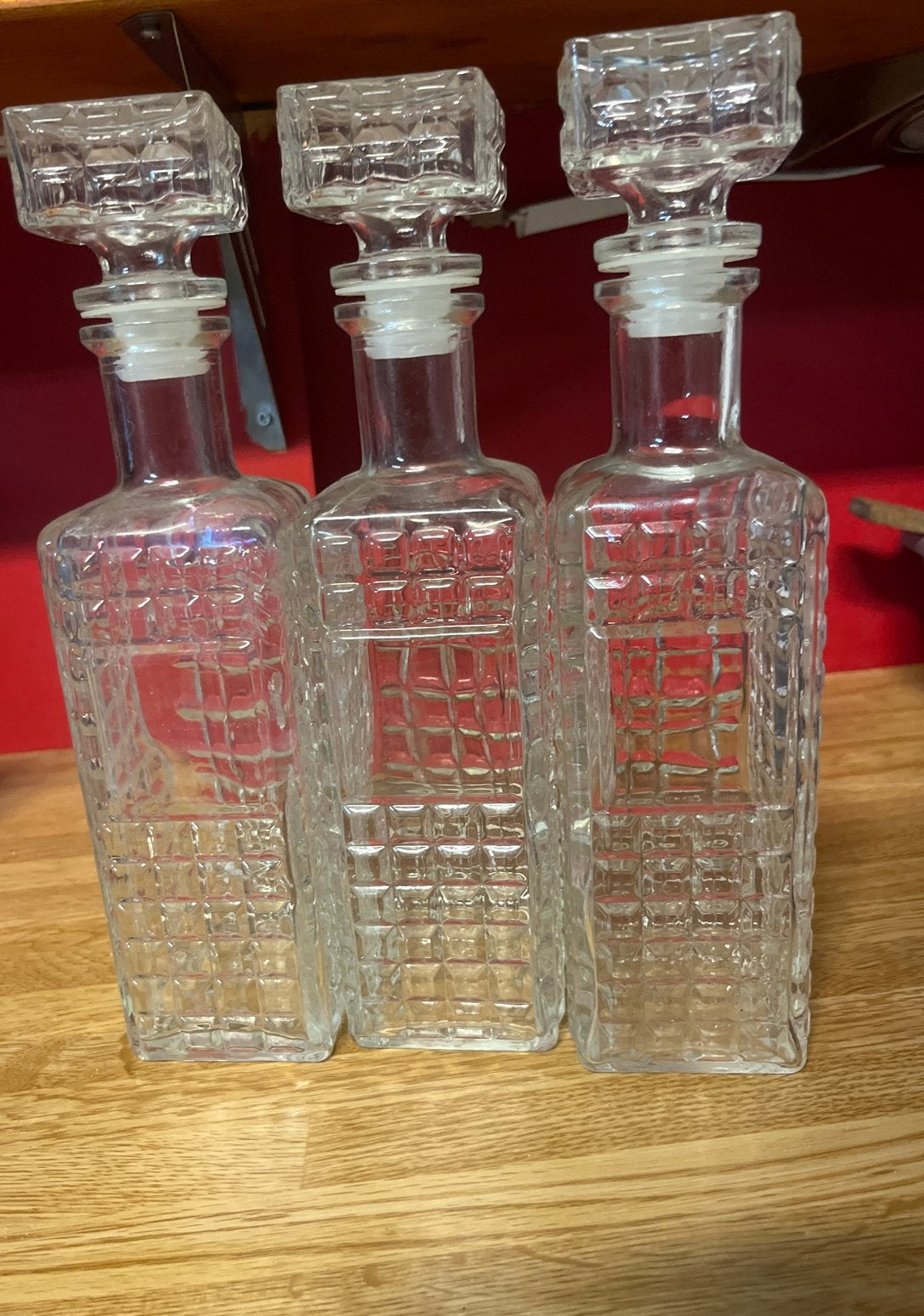 Set van 3 vintage glazen karaffen met stop, Ophalen of Verzenden