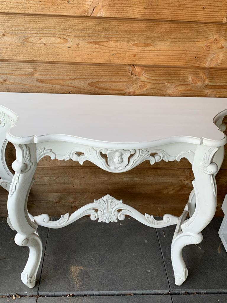 Console tafel - Wit Barok Stijl, Huis en Inrichting, Tafels | Sidetables, Ophalen, Gebruikt, 100 tot 150 cm, 25 tot 50 cm