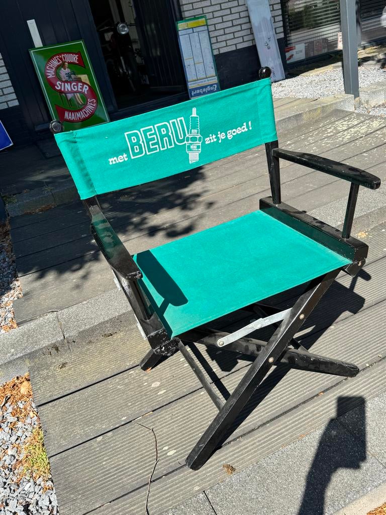 Vintage BERU Regisseursstoel - Zwart & Turquoise, Ophalen, Gebruikt, Gebruiksvoorwerp, .