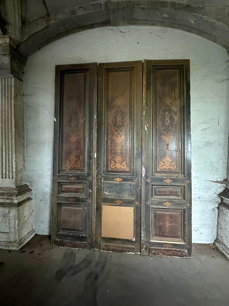 Antieke set drieslag deuren uit grachtenpand Amsterdam, 80 tot 100 cm, 215 cm of meer, Binnendeur, Ophalen of Verzenden