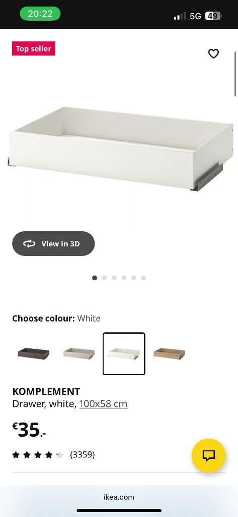 IKEA komplement, Ophalen, 100 tot 150 cm, Zo goed als nieuw, Minder dan 100 cm