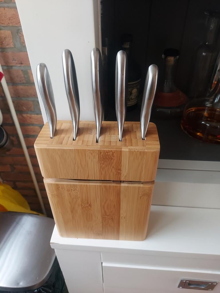 Messenblok set, Ophalen of Verzenden, Gebruikt, Rvs of Chroom