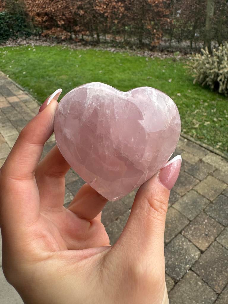 Rozenkwarts Hart - Gepolijst en Donkerroze, Ophalen of Verzenden, Mineraal