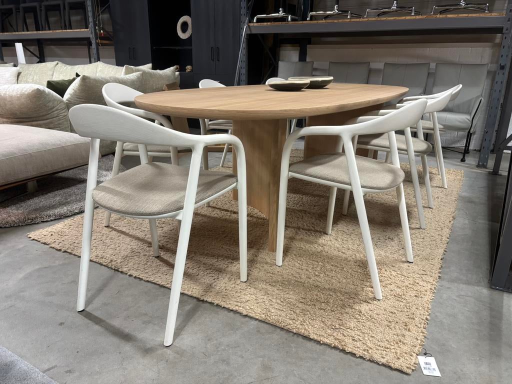 7 Artisan Neva stoelen eiken icm B&B italia Astro stof cat A, Verzenden, Zo goed als nieuw, Stof, Vijf, Zes of meer stoelen