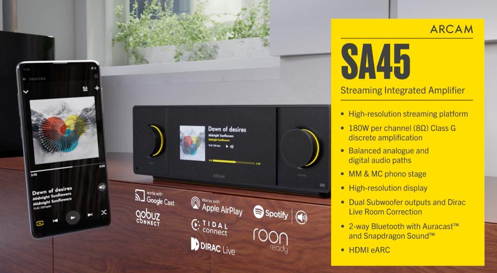 Arcam A45 -klasse G- streaming versterker met Dirac Live, Audio, Tv en Foto, Versterkers en Receivers, Nieuw, Stereo, 120 watt of meer